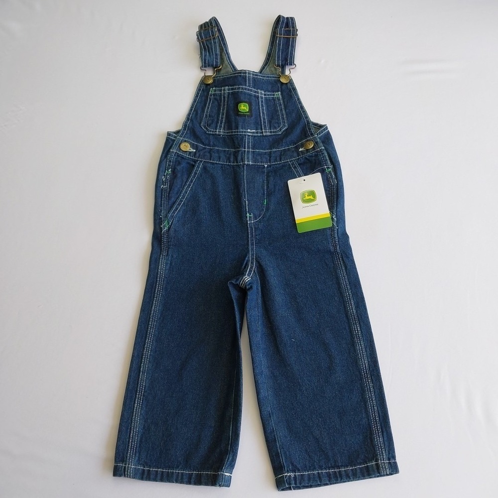 John Deere‎ Toddler Denim Overalls 2T Tractor Logo Adjustable Straps